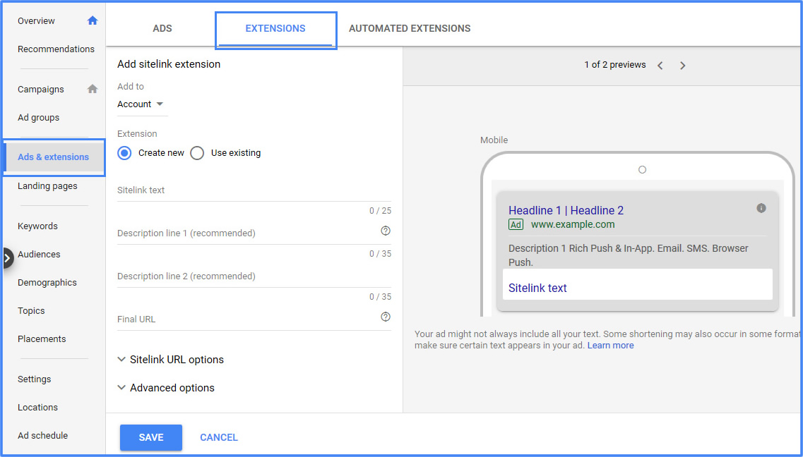 Google Ads Extensions