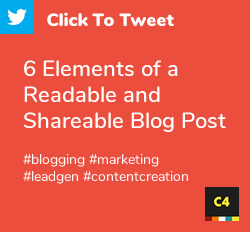 Tweet: 6 Elements of a Readable and Shareable Blog Post https://dc4.co/readable-content #blogging #marketing #contentcreation 