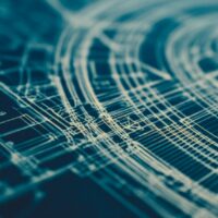 Blueprint schematic representing content structure for AI search optimization