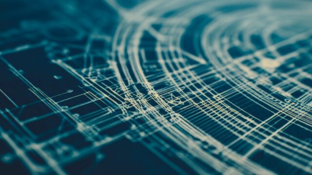 Blueprint schematic representing content structure for AI search optimization